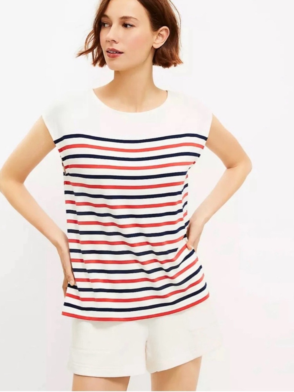 Lou & Grey Signaturesoft Jersey Cap Sleeve Tee Size XS (Oversized)